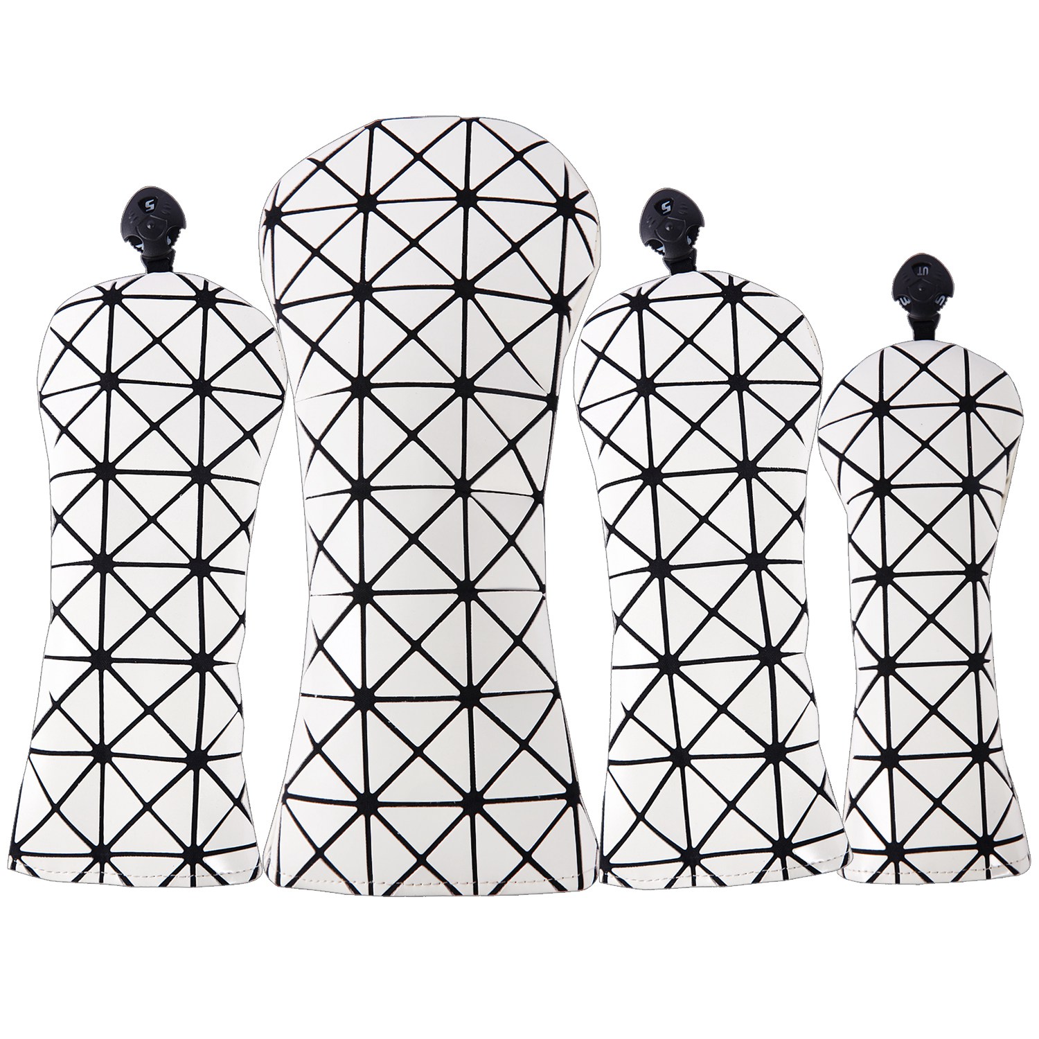 Golf Equipment Set - Wit Laser Premium Lederen Hoofd Covers